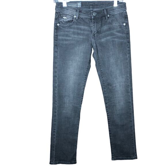 Armani Exchange Womens Jeans Black Denim Crop Straight Cotton Blend Stretch 26 - Picture 1 of 11